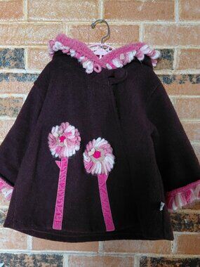Corky & Co. Brown Hooded Jacket with Yarn Trim